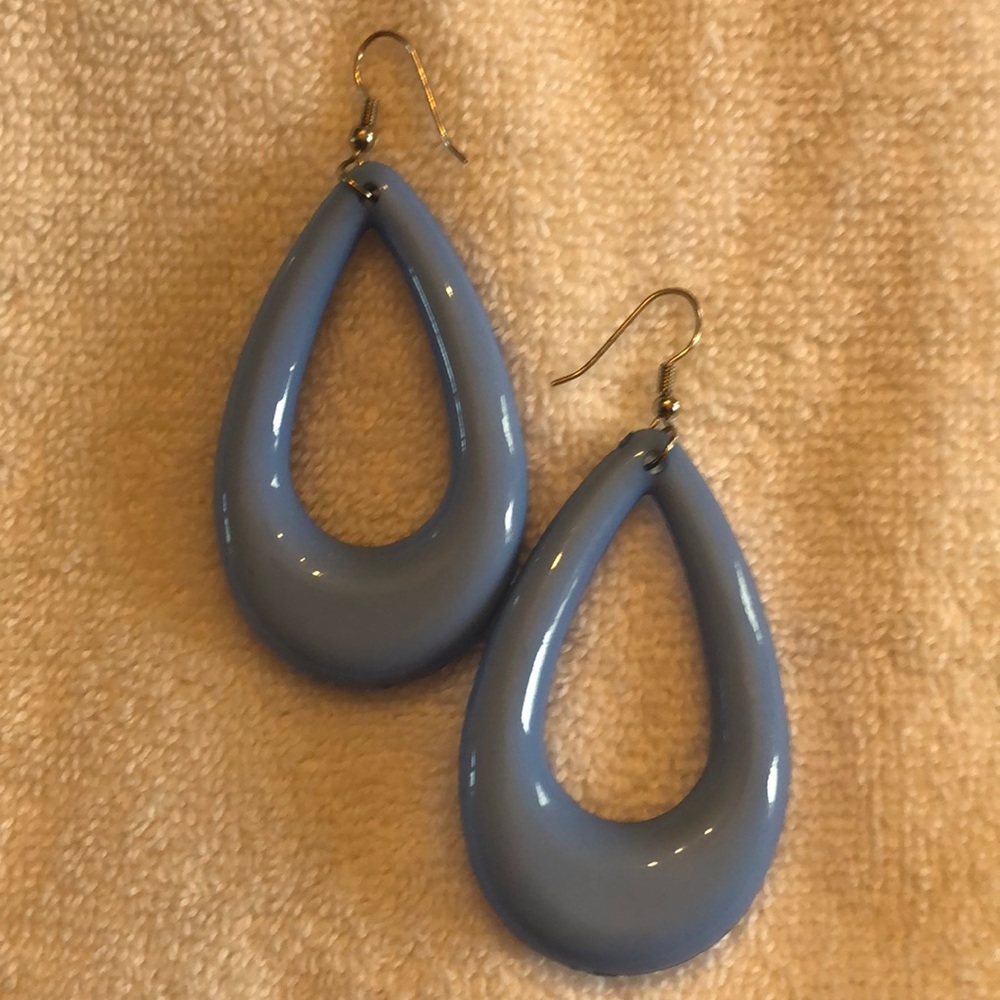 Baby blue plastic hoop earrings